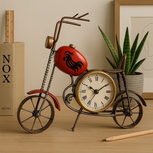 Handcrafted Metallic Vintage Bike Clock