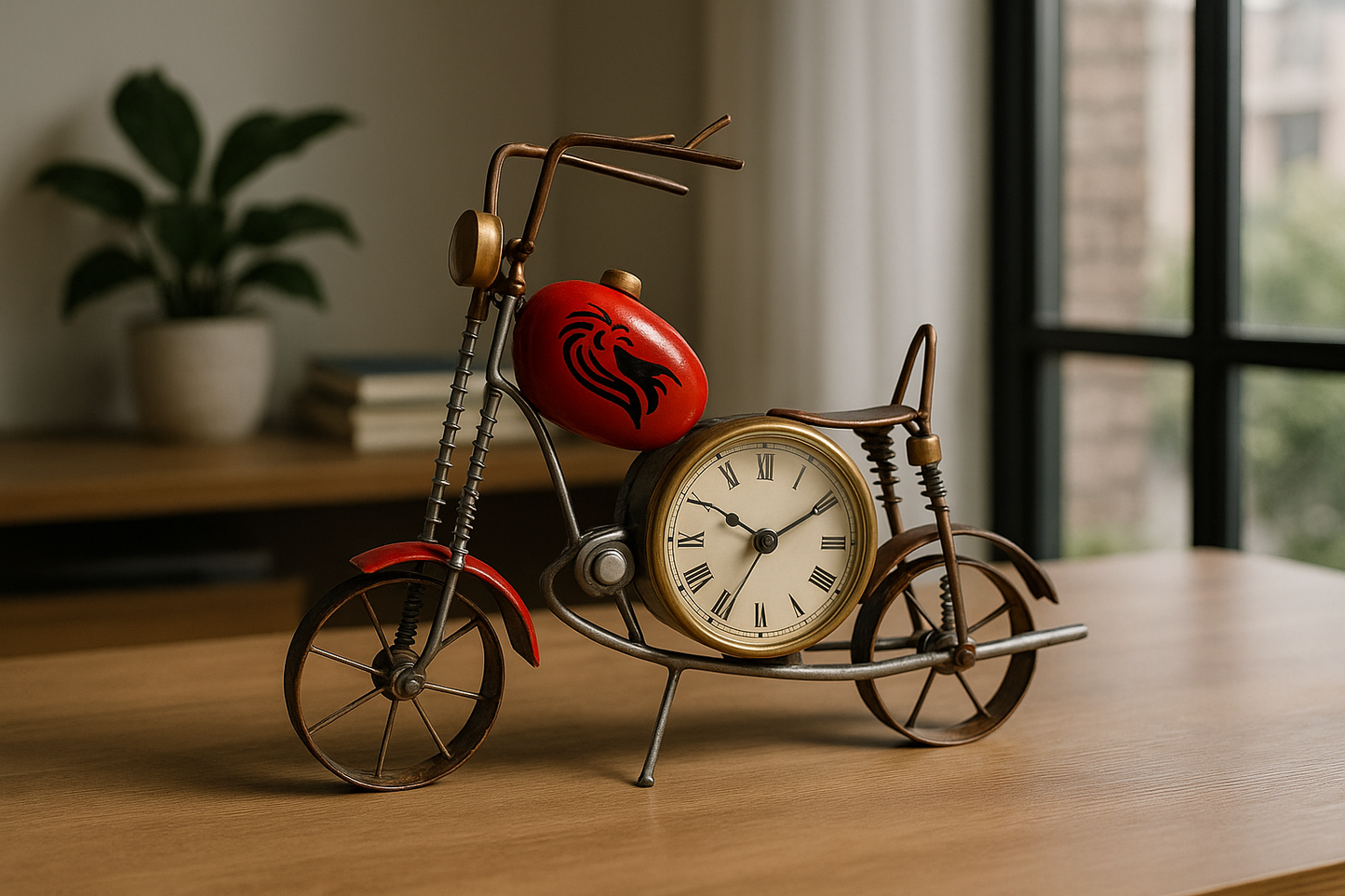 Handcrafted Metallic Vintage Bike Clock