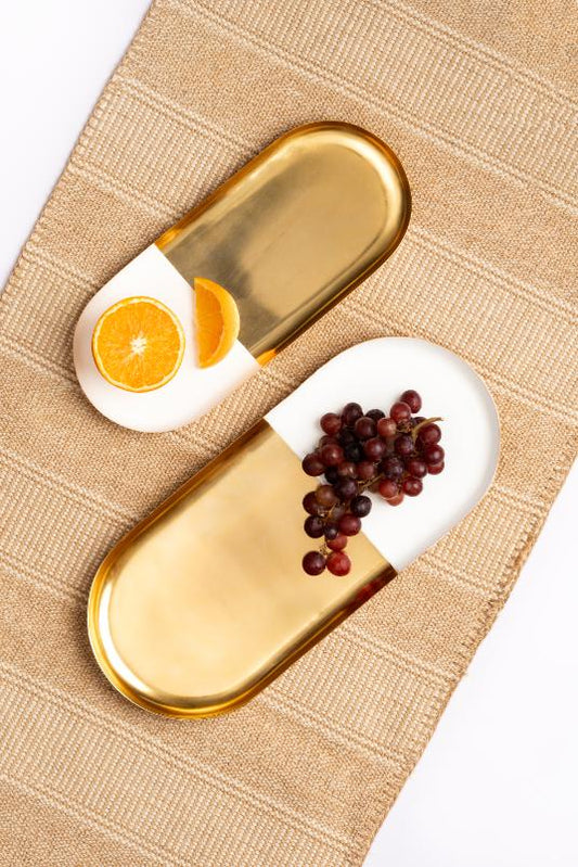 Metal Tray Gold Finish - Set of 2