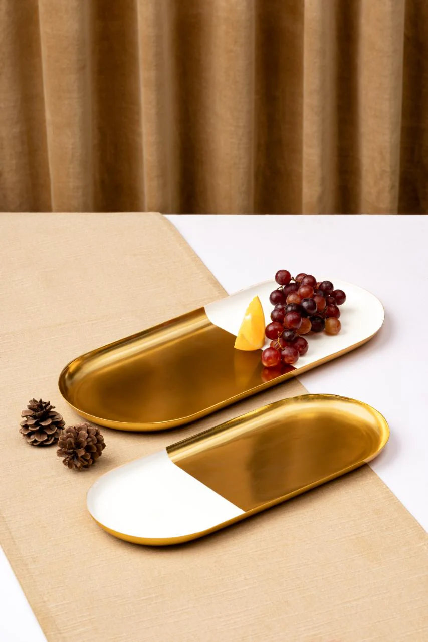 Metal Tray Gold Finish - Set of 2