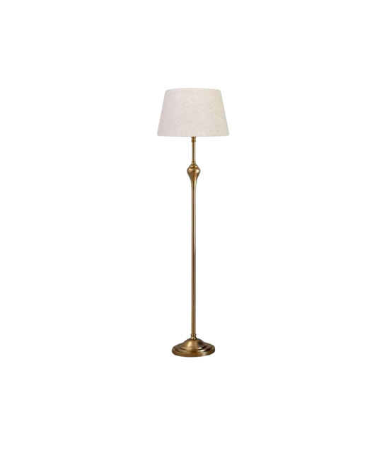 Classic Antique Brass Floor Lamp with Cream Shade