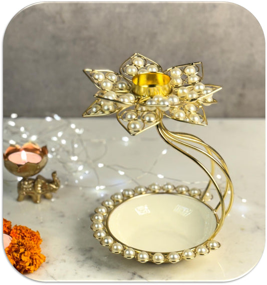 Handmade Diwali Crystal Urli with Light Holder
