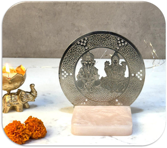 Lakshi Ganesh Puja Idol Metal Design with Base