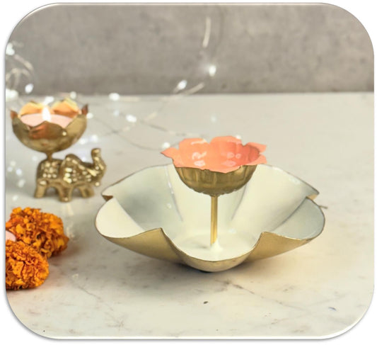 Flower Design Gold Metallic Colourful Urli