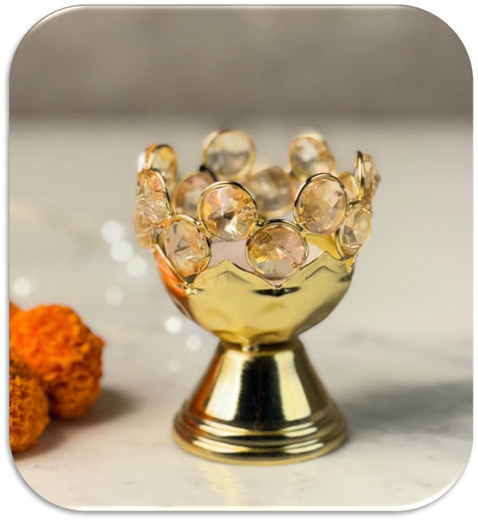 Handmade Crystal Diya Set of 3