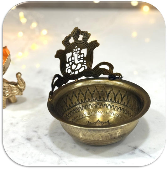 Lord Ganesha Metal Handmade Small Diya Set of 5