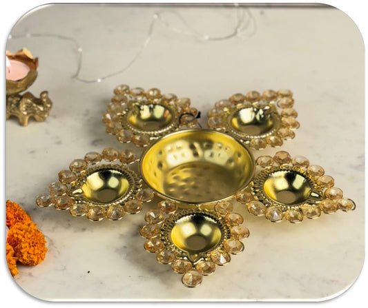 Flower Design Handmade Crystal Urli