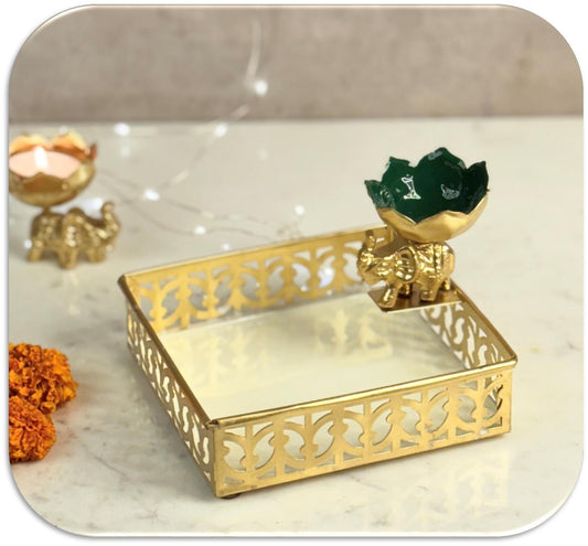 Elephant Design Light Holder with Tray