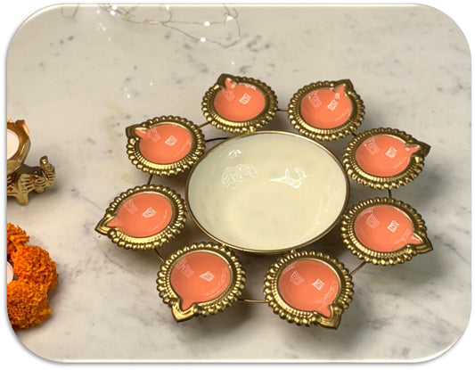 Diya Design Gold Metallic Colourful Urli