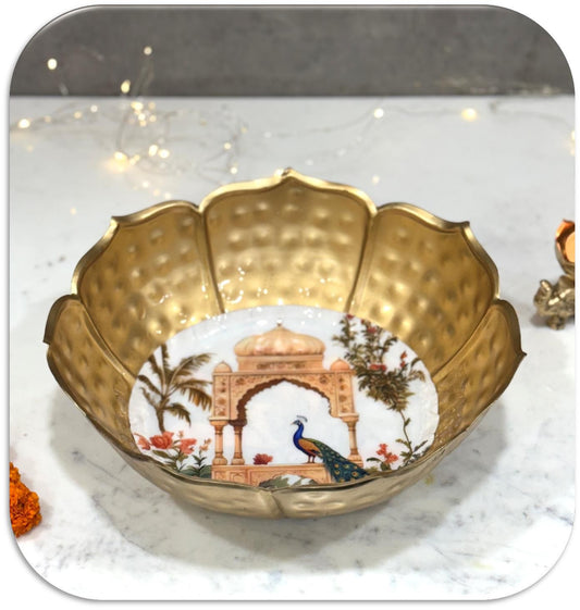 Hammered Work Gold Printed Urli