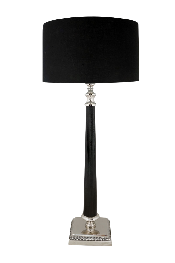 Classic Black & Nickel Table Lamp – Elegant Column Design