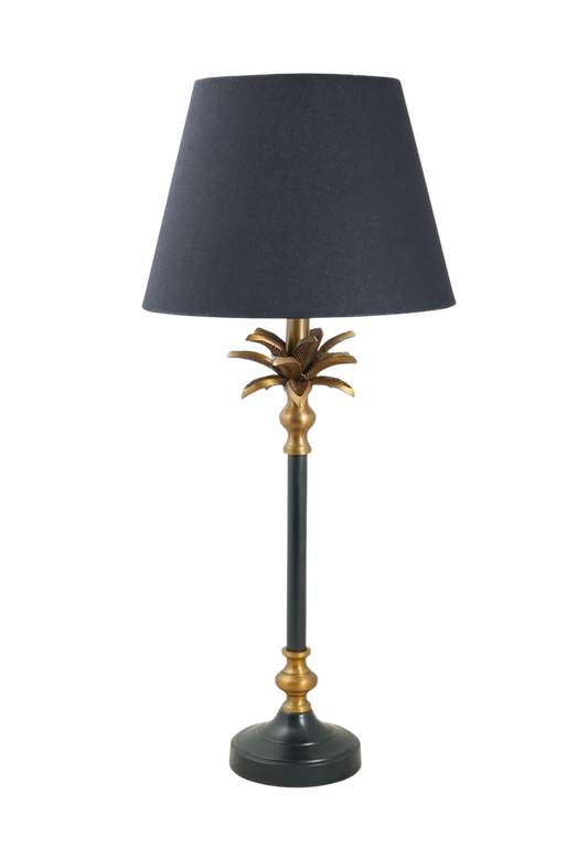 Slim Palm-Inspired Table Lamp – Brass Antique Accent