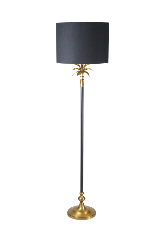 Tall Palm-Inspired Floor Lamp – Brass & Black Finish