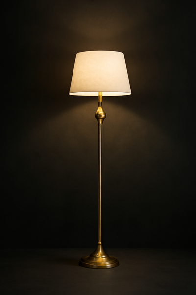 Classic Antique Brass Floor Lamp with Cream Shade