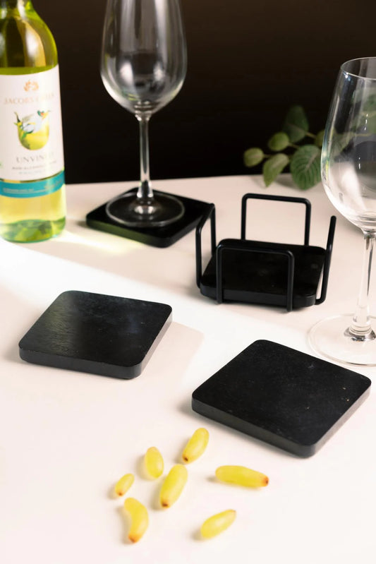 Coasters Wooden Black with stand