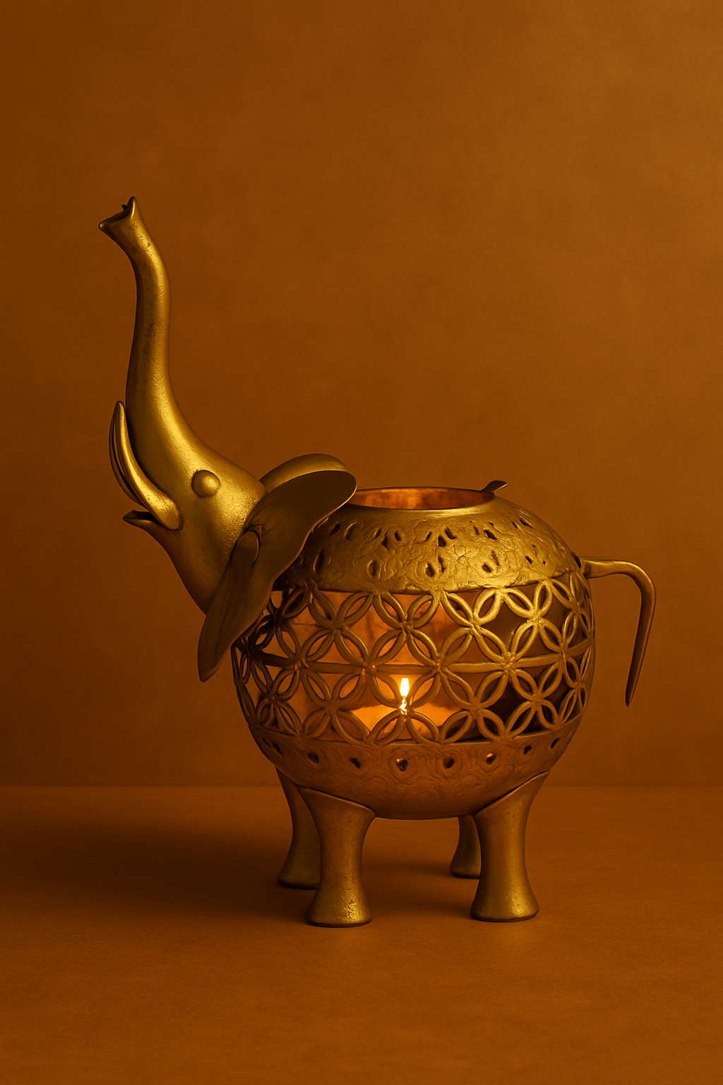 Handmade Metallic Elephant T-Light Holder