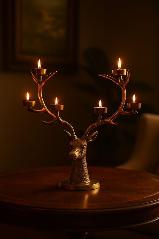 Pure Brass Handcrafted RainDear T-Light Holder