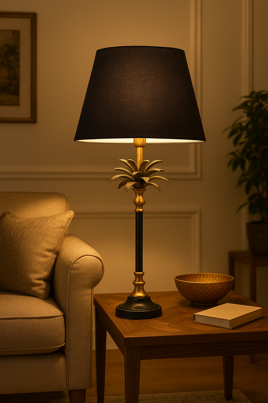 Slim Palm-Inspired Table Lamp – Brass Antique Accent