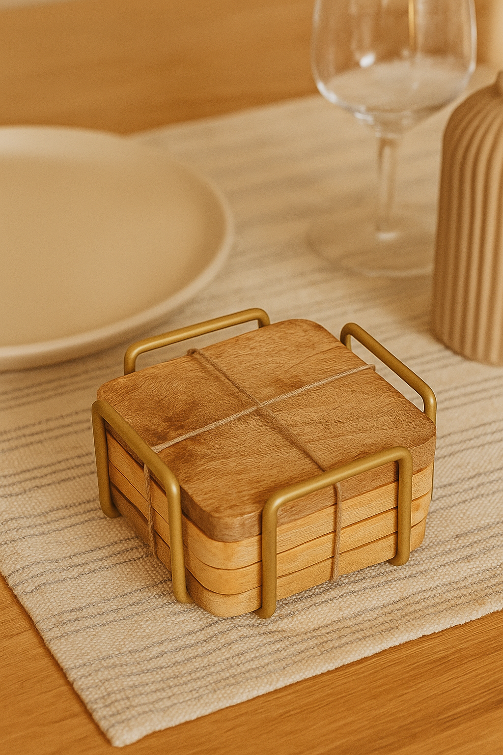 Coasters Wooden Black with stand