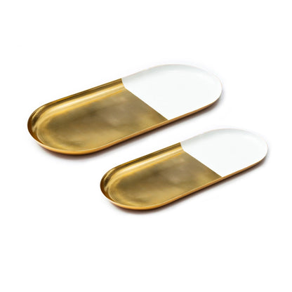 Metal Tray Gold Finish - Set of 2