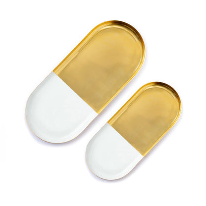 Metal Tray Gold Finish - Set of 2