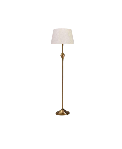 Classic Antique Brass Floor Lamp with Cream Shade