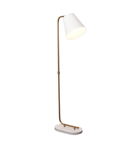 Modern Minimalist Floor Lamp with White Shade & Marble Base