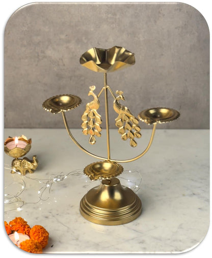 Gold Metallic Handcrafted Designer T-Light Holder for Diwali