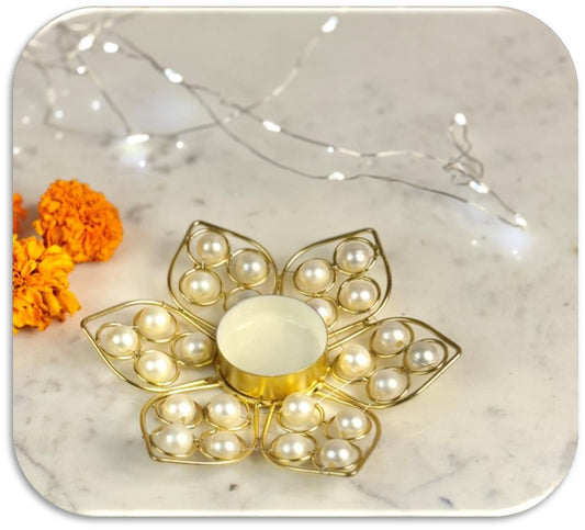 Handcrafted Flower Design Crystal Diya Set of 3
