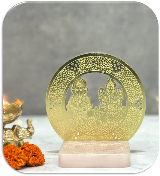 Lakshi Ganesh Puja Idol Metal Design with Base