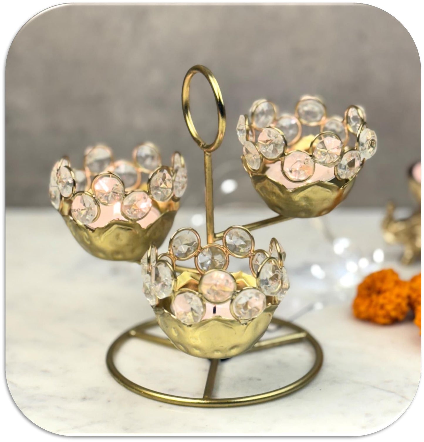 Handmade Crystal T-Light Holder