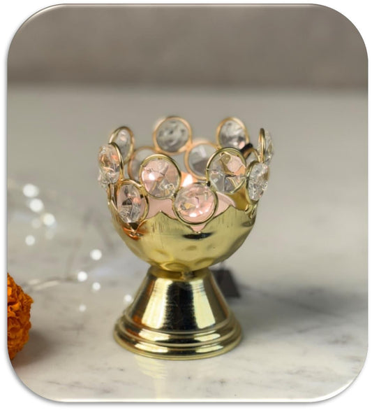 Handmade Crystal Diya Set of 3