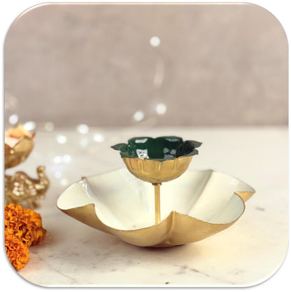 Flower Design Gold Metallic Colourful Urli