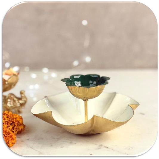 Flower Design Gold Metallic Colourful Urli