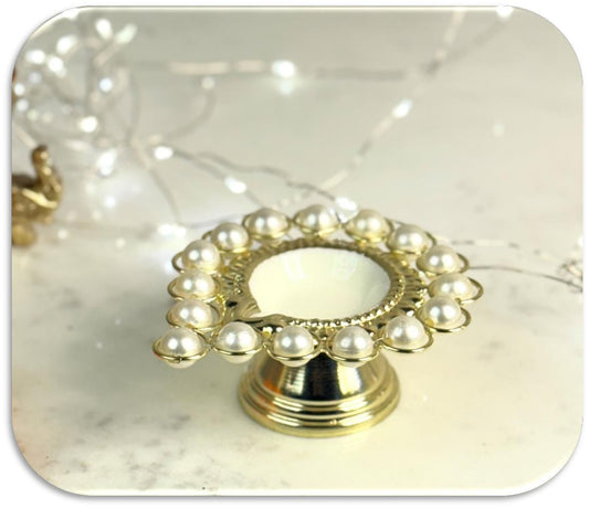 Handmade Metallic Crystal Diya Set of 3