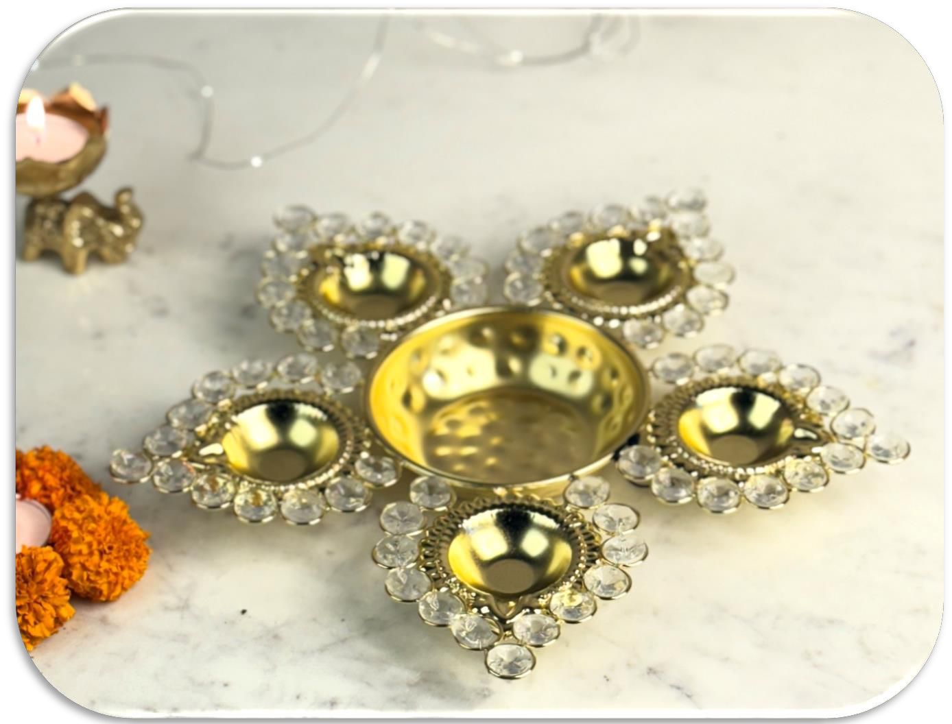 Flower Design Handmade Crystal Urli