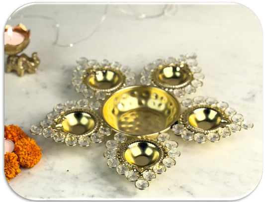 Flower Design Handmade Crystal Urli