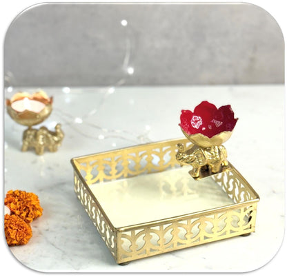 Elephant Design Light Holder with Tray