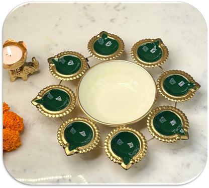 Diya Design Gold Metallic Colourful Urli