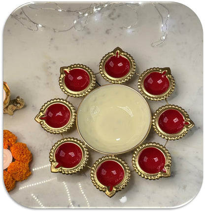 Diya Design Gold Metallic Colourful Urli