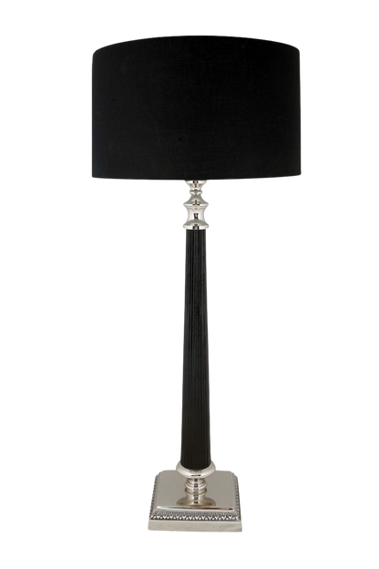 Classic Black & Nickel Table Lamp – Elegant Column Design