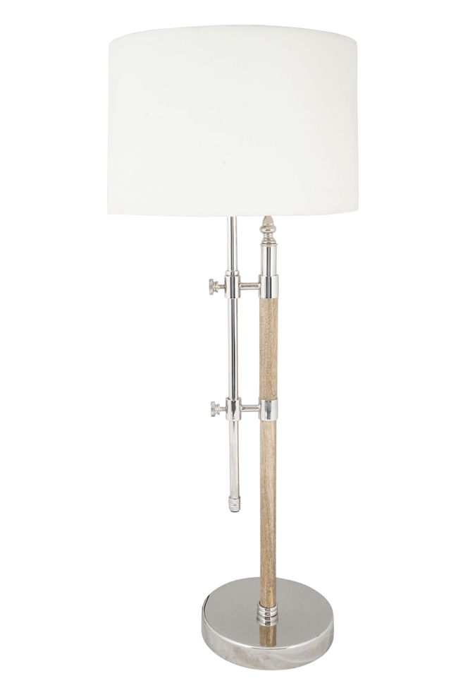 Adjustable Modern Table Lamp – Nickel & Wood Finish