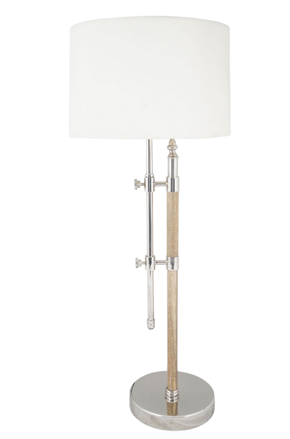 Adjustable Modern Table Lamp – Nickel & Wood Finish