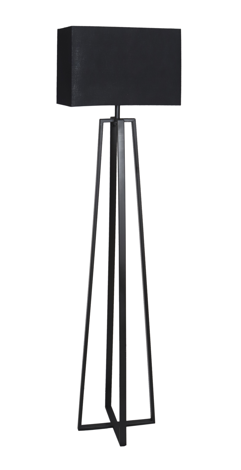 Modern Geometric Tripod Floor Lamp – Matte Black Finish