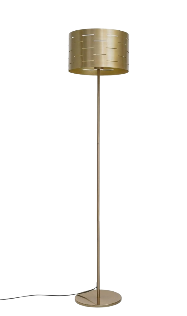 Modern Gold Drum Shade Floor Lamp