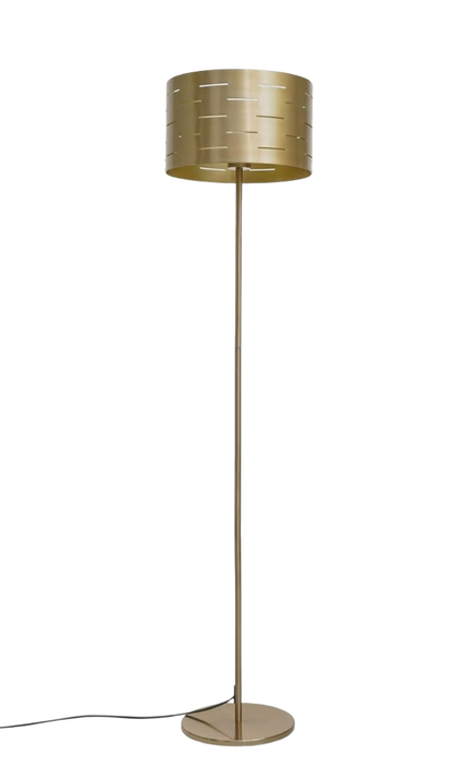 Modern Gold Drum Shade Floor Lamp