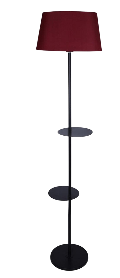 Multi-Shelf Floor Lamp with Burgundy Shade