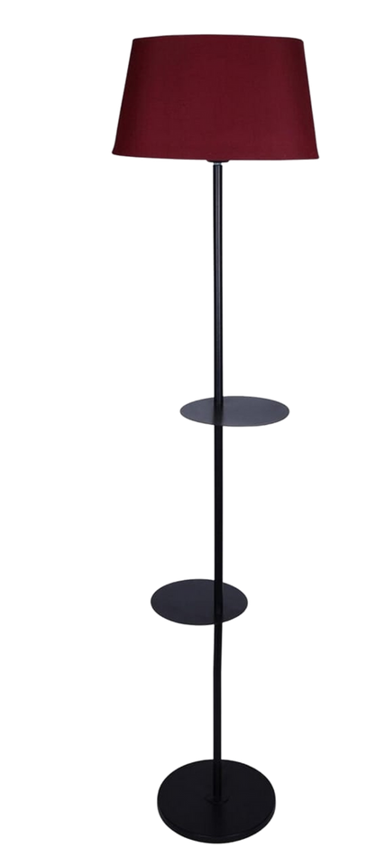 Multi-Shelf Floor Lamp with Burgundy Shade
